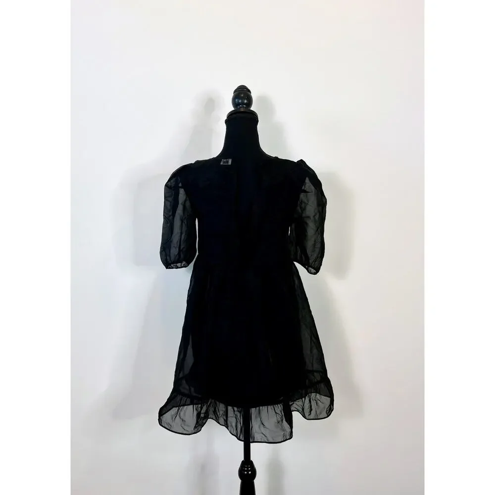 Aritzia Wilfred Madeleine Dress in Black Size XXS Chiffon Short Sleeve Lined - Picture 2 of 6